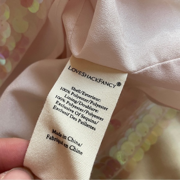 NEW! LoveShackFancy- Kumi Sequin Statement Dress Pink Iridescent Size Small - Picture 16 of 16